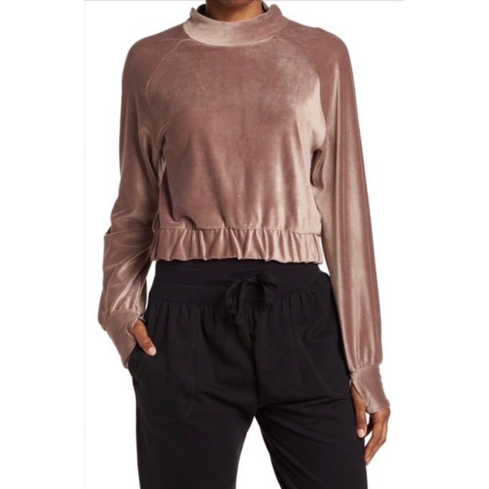 Z By Zella Chordette Velvet Pullover Sweatshirt, Brown Taupe, xs